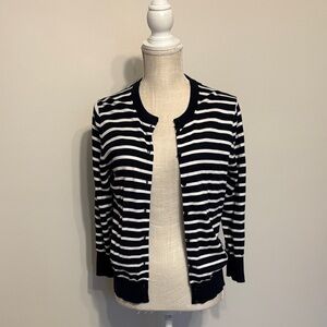 J Crew Striped Black and White Cardigan